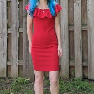 Red ruffle dress